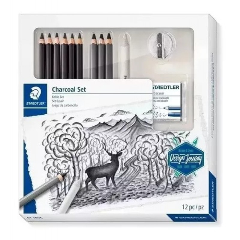 Set Carbonilla Charcoal Staedtler X 12 Piezas Design Journey