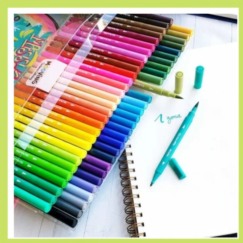 SET DE MARCADORES MOOVING DOBLE PUNTA  X60 COL