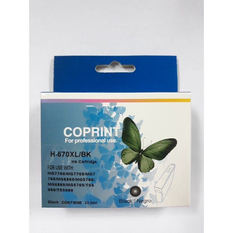 Cartucho de tinta Coprint HP 670 Negro Cartucho de tinta Coprint HP 670 Negro