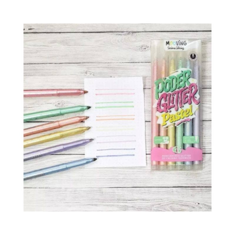 MARCADORES MOOVING 3021606 GLITTER PASTEL X 6 COL MARCADORES MOOVING 3021606 GLITTER PASTEL X 6 COL