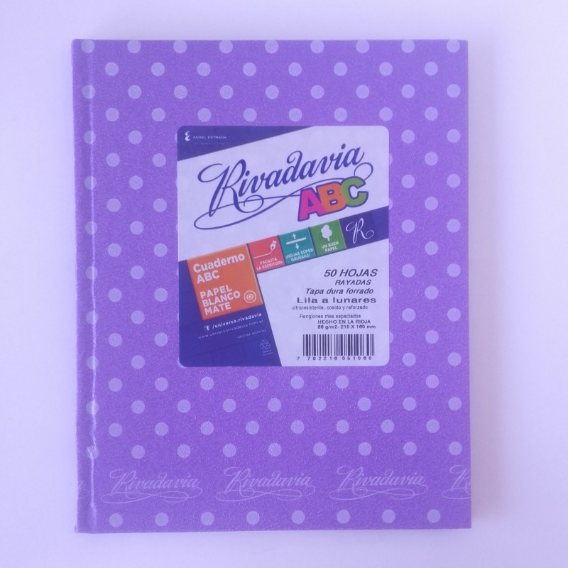 CUADERNO RIVADAVIA ABC 50HJS LILA LUNARES CUADERNO RIVADAVIA ABC 50HJS LILA LUNARES