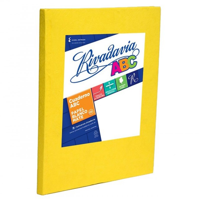 CUADERNO RIVADAVIA ABC 50HJS AMARILLO RAYADO