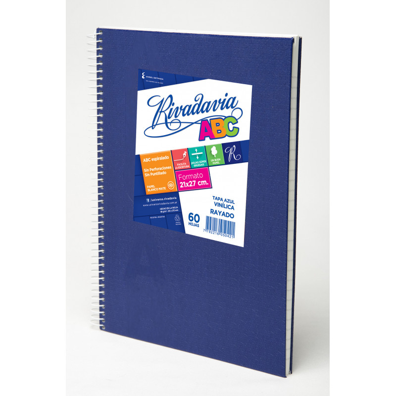 CUADERNO RIVADAVIA ABC 60HJS PP AZUL CUADERNO RIVADAVIA ABC 60HJS PP AZUL