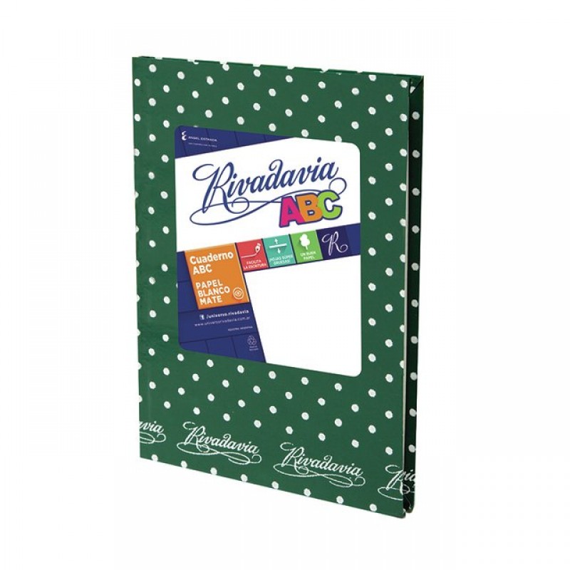 CUADERNO RIVADAVIA ABC 50HJS VERDE LUNARES CUADERNO RIVADAVIA ABC 50HJS VERDE LUNARES