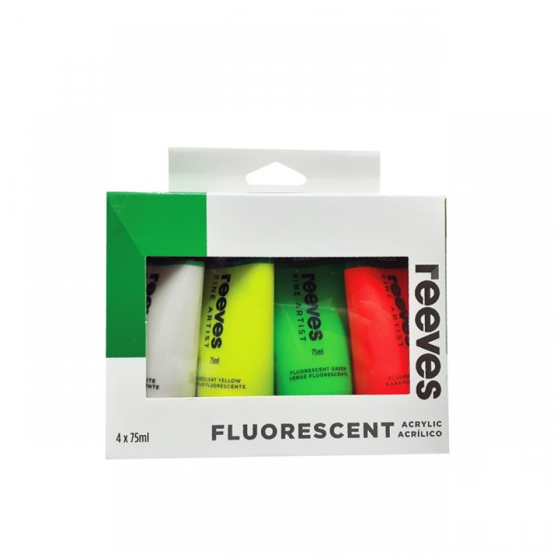 SET ACRILICO REEVES 4 X 75ML FLUO