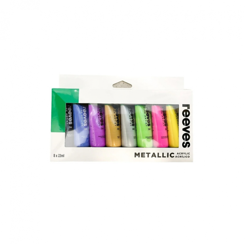 SET ACRILICO REEVES 8 X 22ML METAL