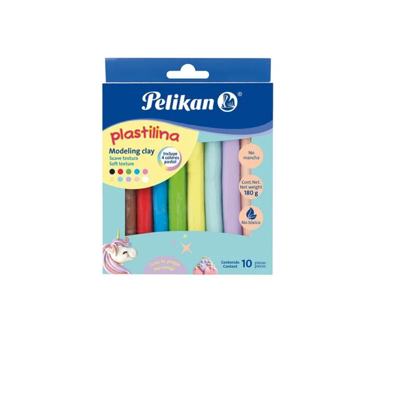 PLASTILINA PELIKAN X10 - 4COL PASTEL