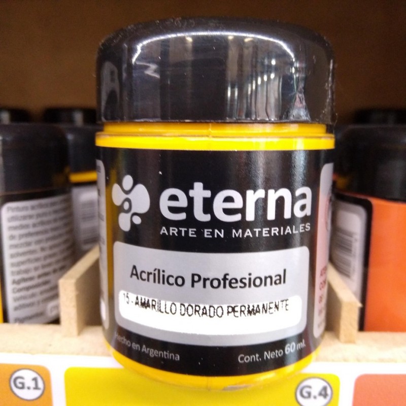 ACRILICO PROF. ETERNA X60ML. AMARILLO DORADO PERM. ACRILICO PROF. ETERNA X60ML. AMARILLO DORADO PERM.