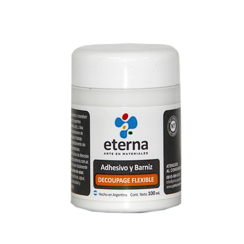 ADHESIVO/BARNIZ DECOUPAGE FLEXIBLE ETERNA X60ML. ADHESIVO/BARNIZ DECOUPAGE FLEXIBLE ETERNA X60ML.
