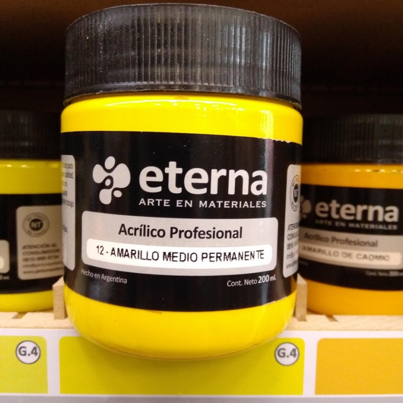 ACRILICO PROF. ETERNA X200ML. AMARILLO MEDIO PERM. ACRILICO PROF. ETERNA X200ML. AMARILLO MEDIO PERM.