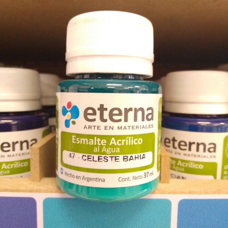 ESMALTE ACRILICO AL AGUA ETERNA X37ML CELESTE BAHIA
