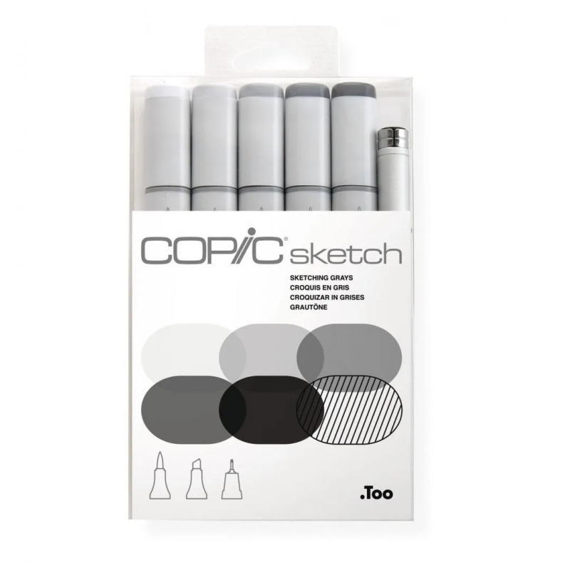 SET MARCADORES COPIC GRISES X 6 TONALIDADES