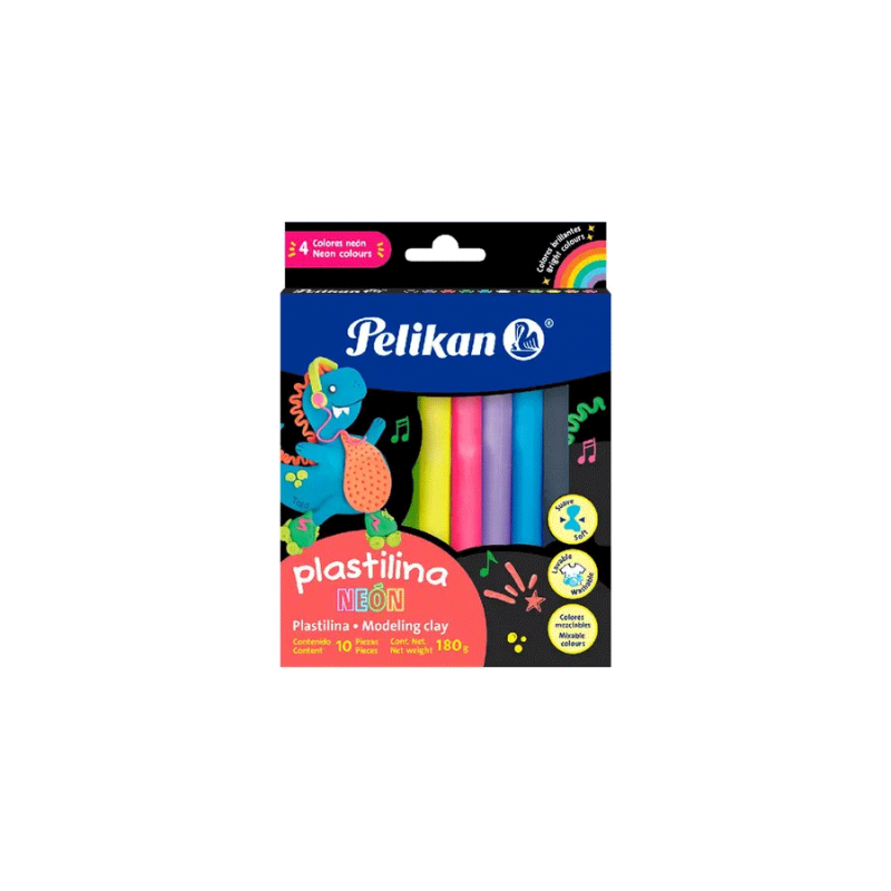 PLASTILINA PELIKAN NEON X10 COL.